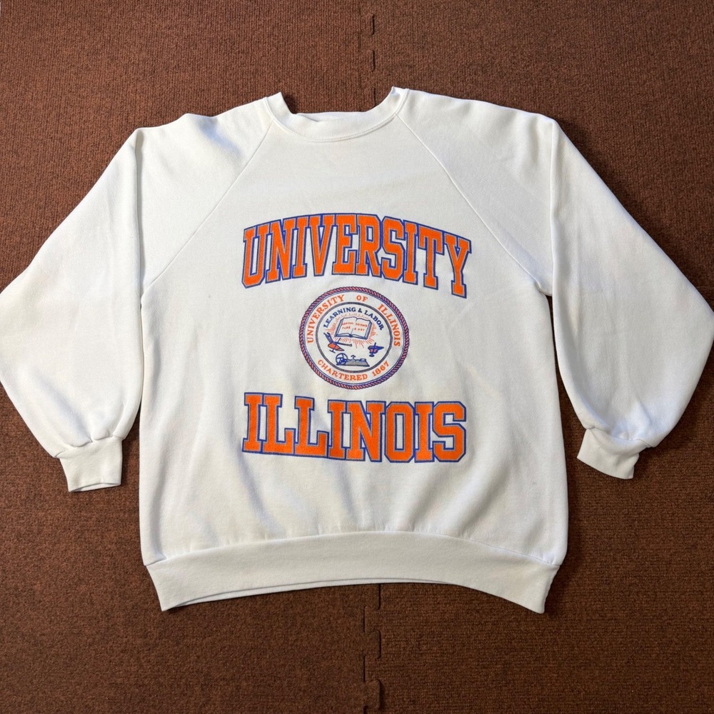 Vintage Miller Illinois Fighting Illini Wisconsin Badgers Sweatshirt XL USA Rare